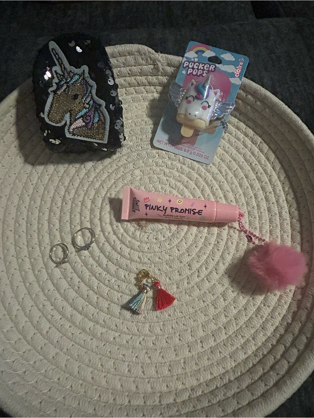 Girls Sequin Unicorn Mini Backpack Keychain/Bag charm/Bag with accessories